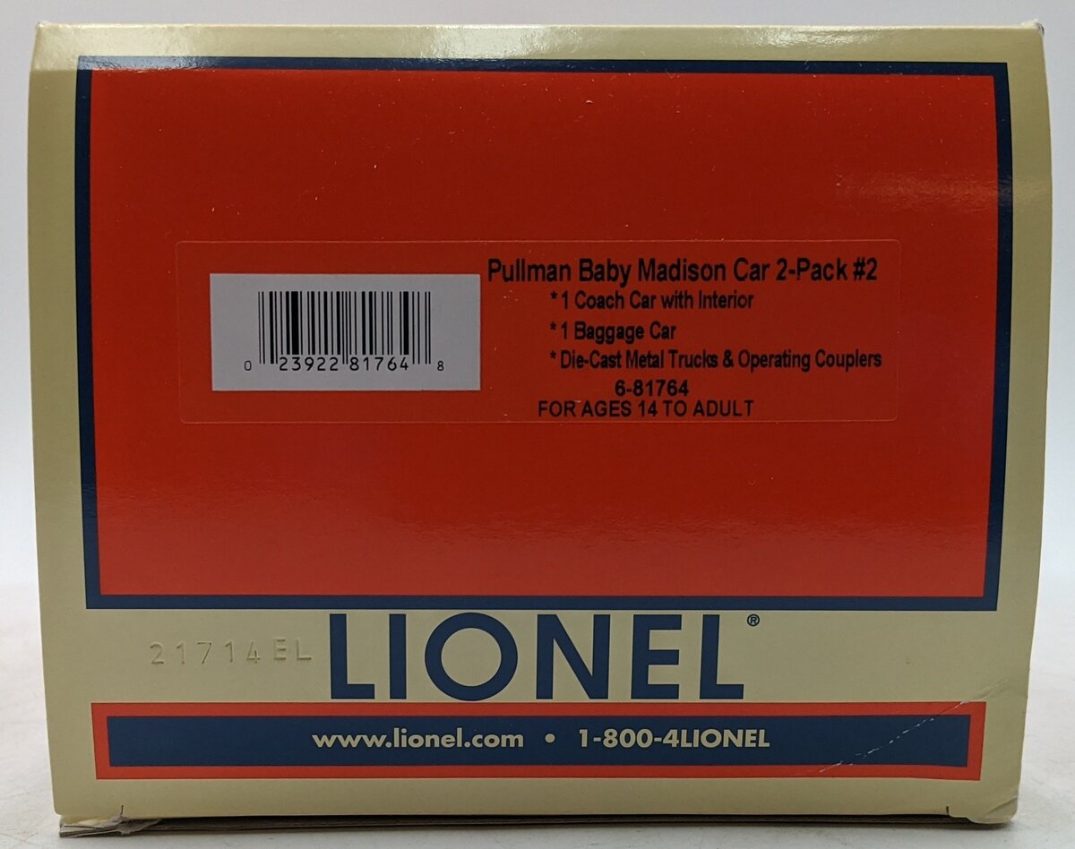 Lionel 6-81764 O Pullman Madison Car 2pk/Coach,Baggage LN/Box