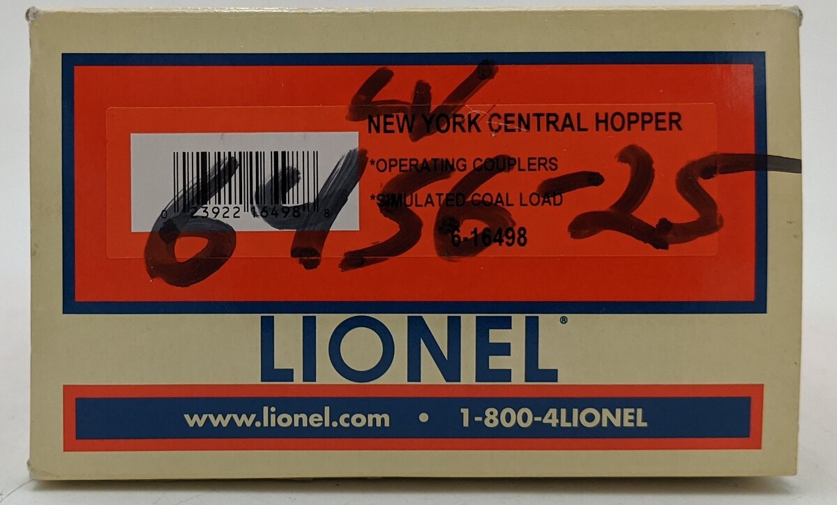 Lionel 6456-25 O Gauge Lehigh Valley Coal Hopper with Load #25000 VG