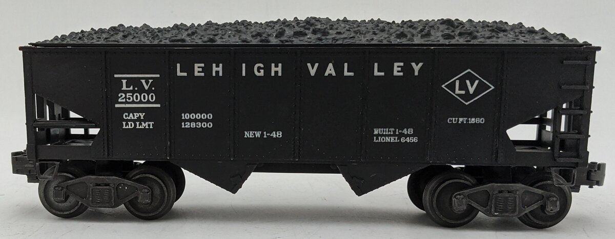 Lionel 6456-25 O Gauge Lehigh Valley Coal Hopper with Load #25000 VG
