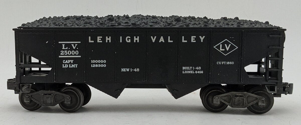Lionel 6456-25 O Gauge Lehigh Valley Coal Hopper with Load #25000 VG