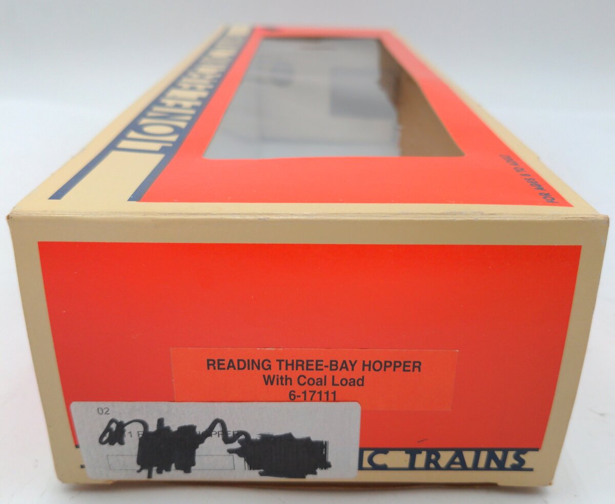 Lionel 6-17111 O Gauge Reading 3-Bay Hopper with Coal Load EX/Box