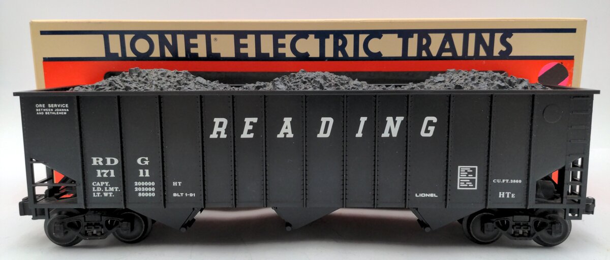 Lionel 6-17111 O Gauge Reading 3-Bay Hopper with Coal Load EX/Box