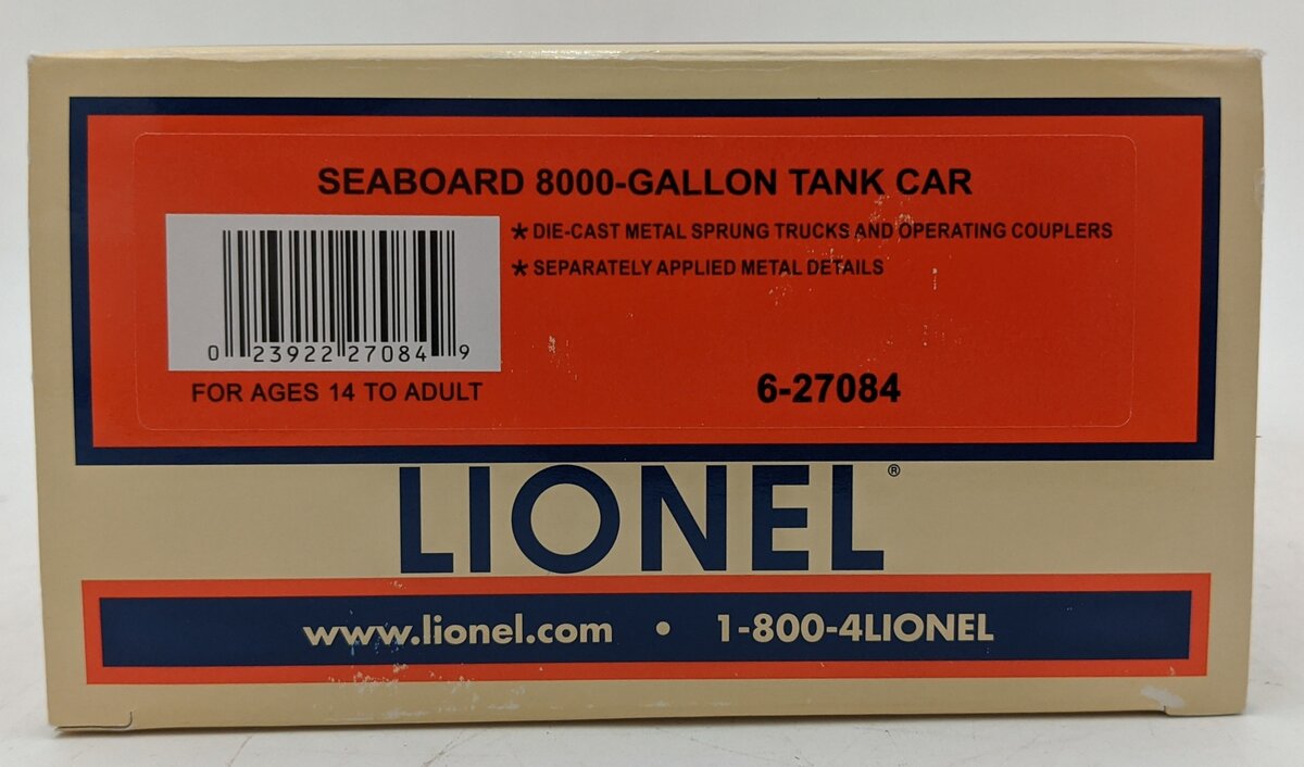 Lionel 6-27084 Seaboard 8000-Gallon Tank Car #27084 LN/Box