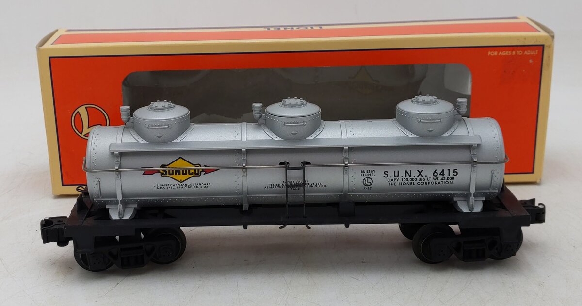 Lionel 6-16152 O Gauge Sunoco 3-Dome Tank Car #6415 EX/Box