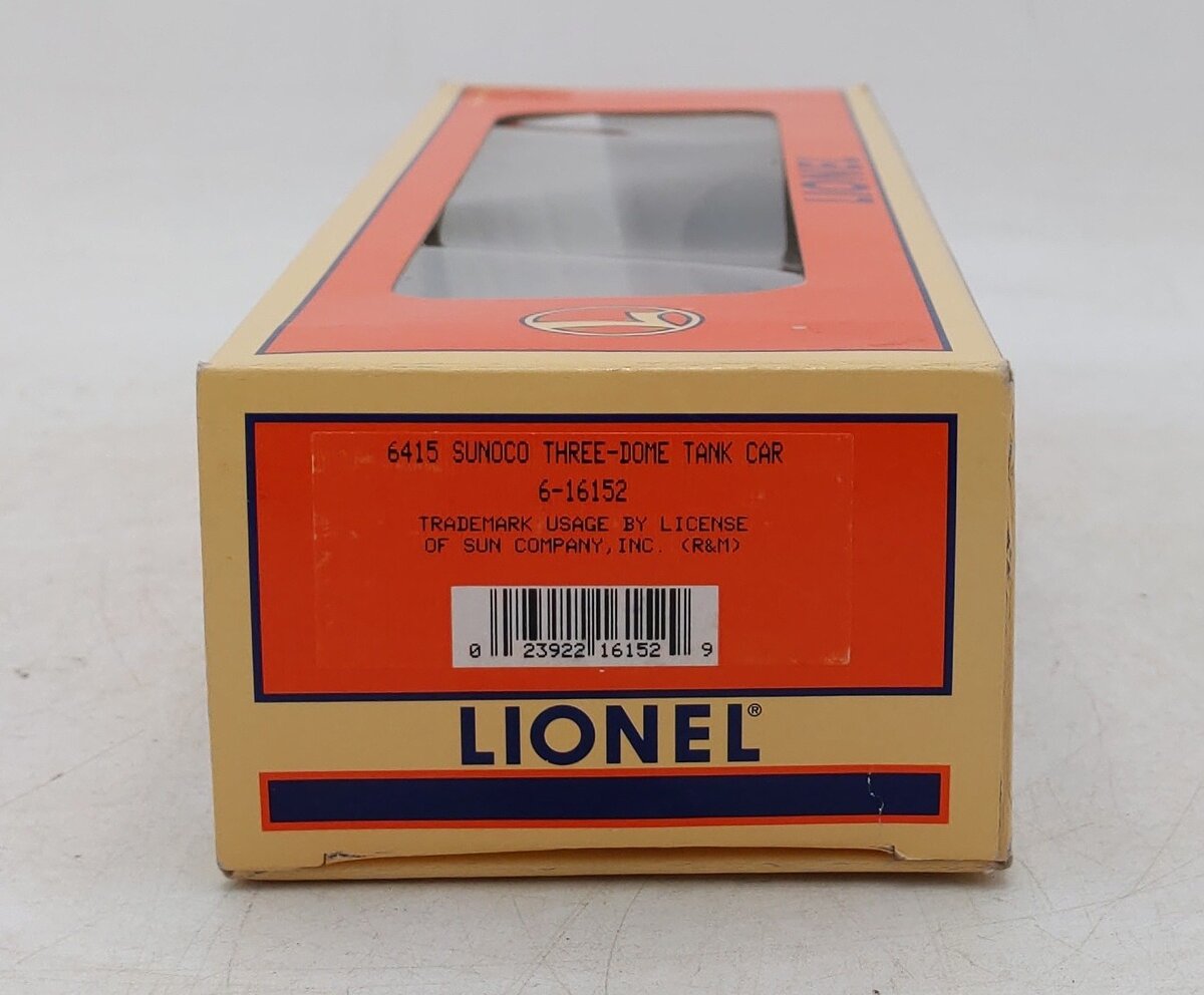 Lionel 6-16152 O Gauge Sunoco 3-Dome Tank Car #6415 EX/Box