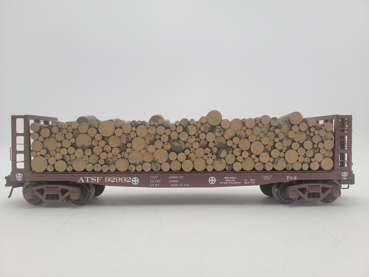 Atlas 6274-1 O Gauge Santa Fe Pulpwood Flatcar #92992 (3 Rail) EX/Box