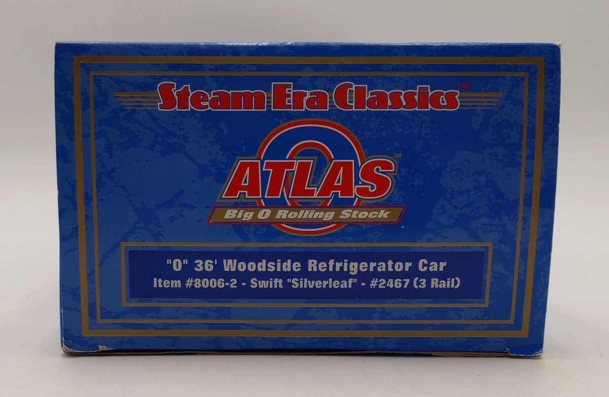 Atlas 8006-2 O Gauge Swift Silverleaf Woodside Refrigerator Car #2467 (3 Rail) LN/Box