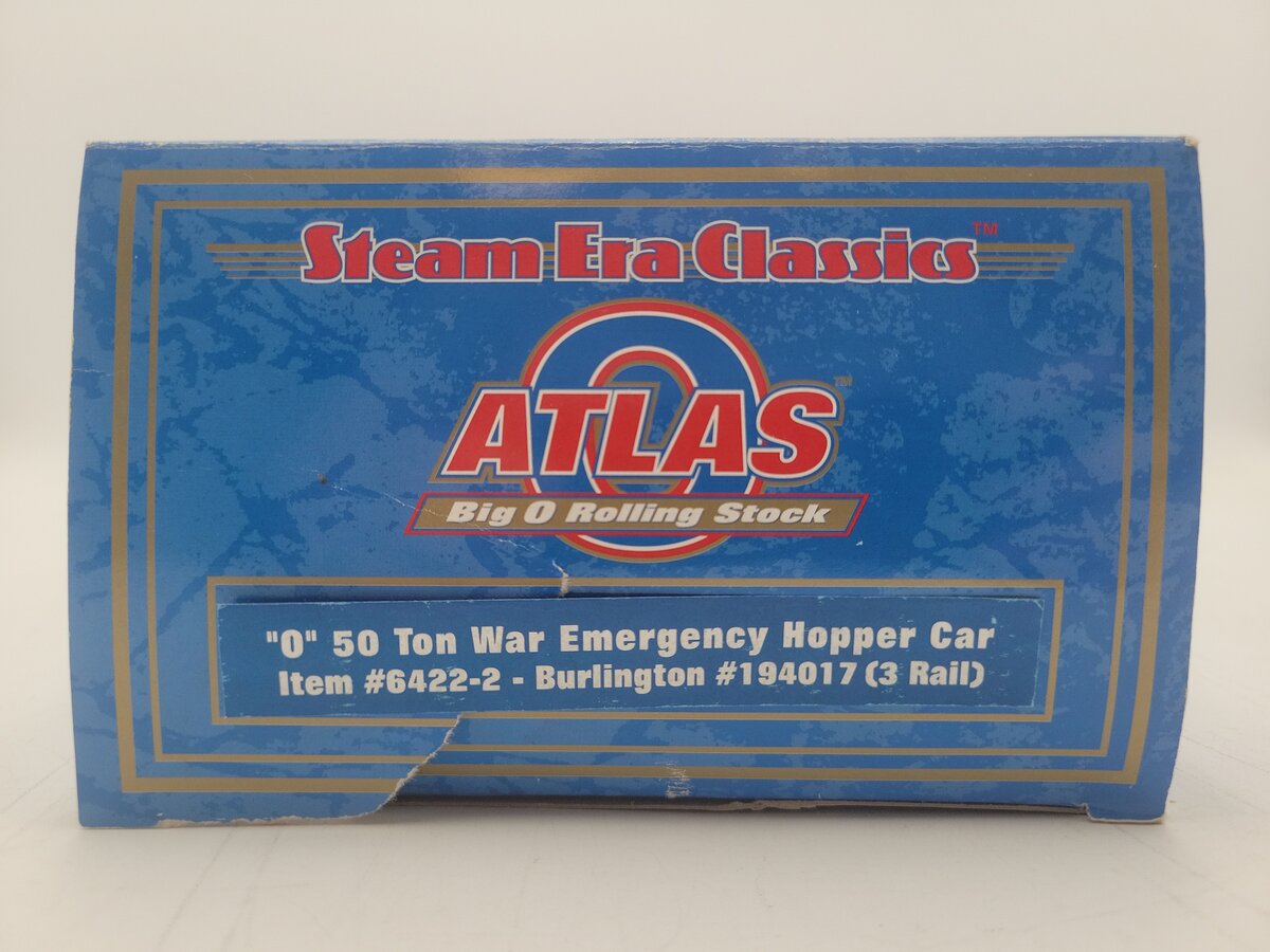 Atlas 6422-2 O Gauge CB&Q 50 Ton War Emergency Hopper #194017 - 3 Rail EX/Box