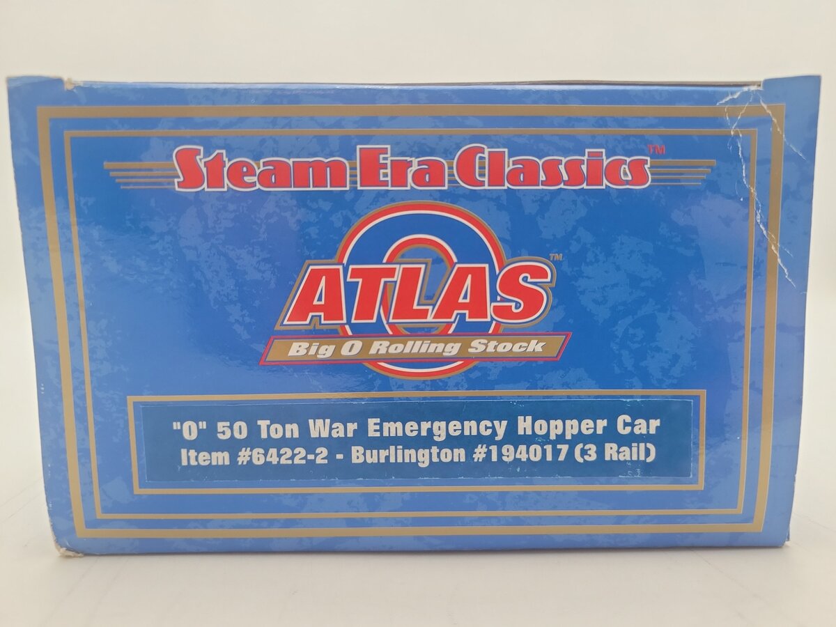Atlas 6422-2 O Gauge CB&Q 50 Ton War Emergency Hopper #194017 - 3 Rail EX/Box