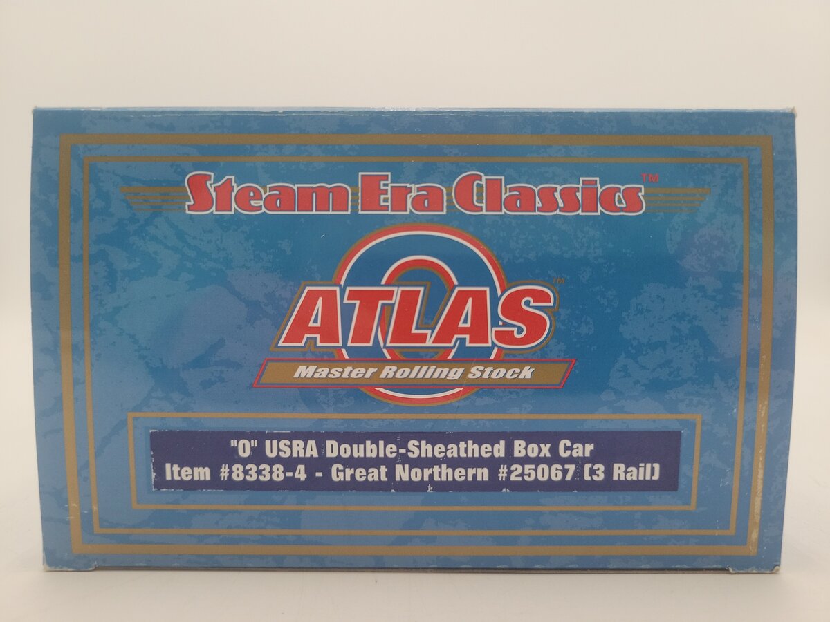 Atlas 8338-4 O Gauge Great Northern USRA Double Sheathed Box Car #25067- 3 Rail EX/Box