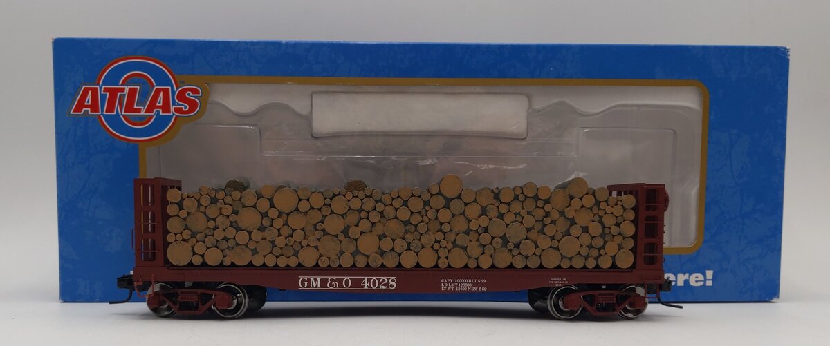 Atlas 7284-4 O Scale Gulf Mobile & Ohio Pulpwood Flat Car #4028 (2 Rail) LN/Box