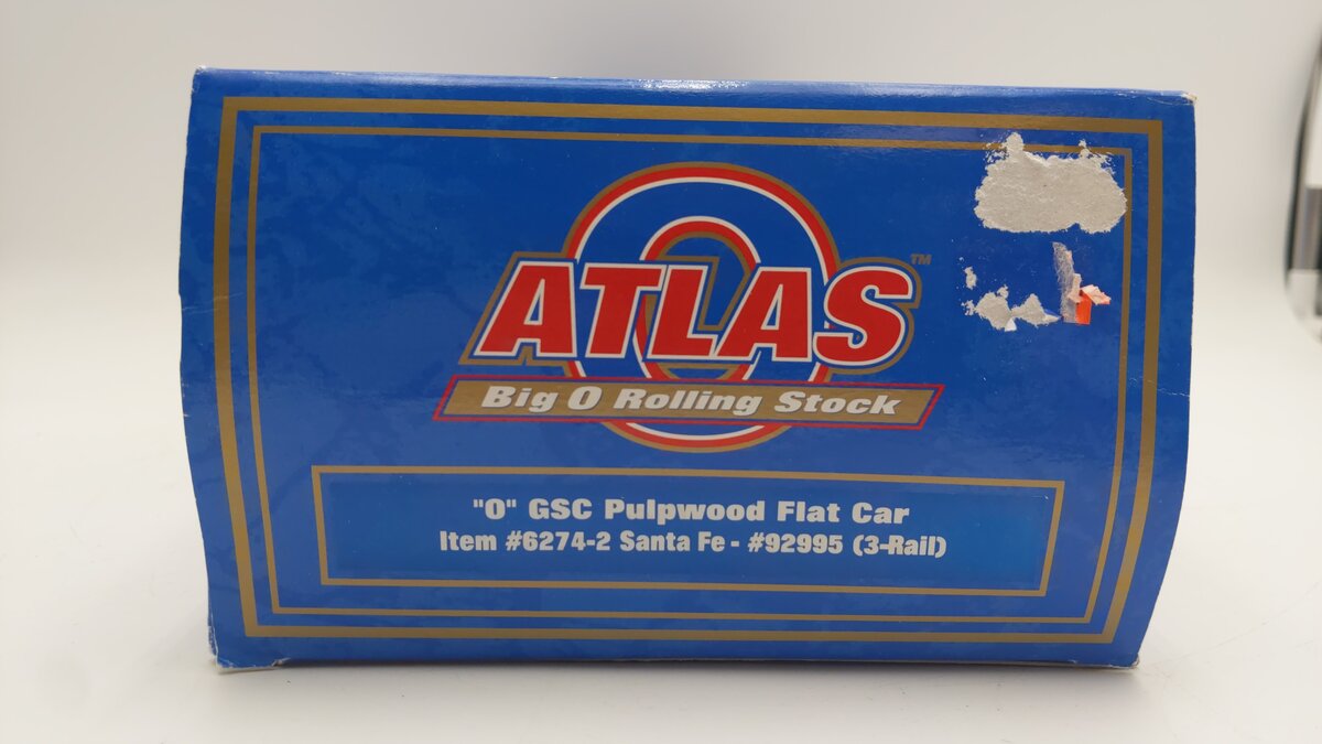 Atlas 6274-2 O Gauge Santa Fe GSC Pulpwood Flatcar #92995 (3 Rail) EX/Box