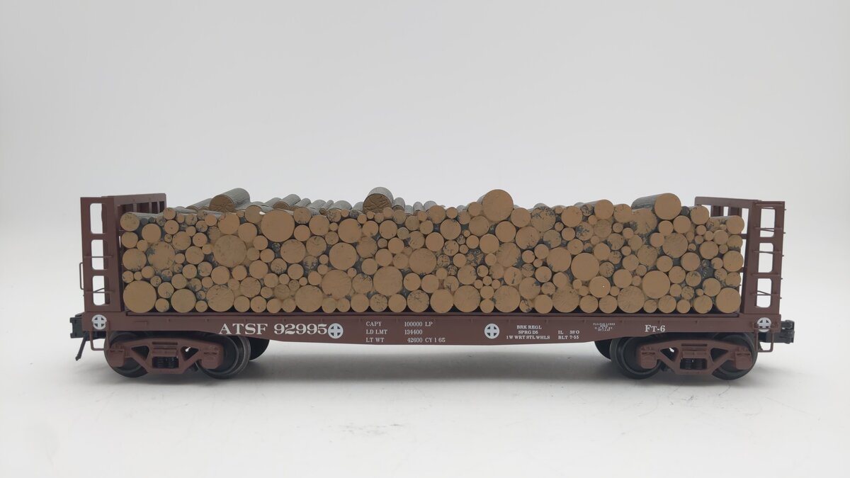 Atlas 6274-2 O Gauge Santa Fe GSC Pulpwood Flatcar #92995 (3 Rail) EX/Box