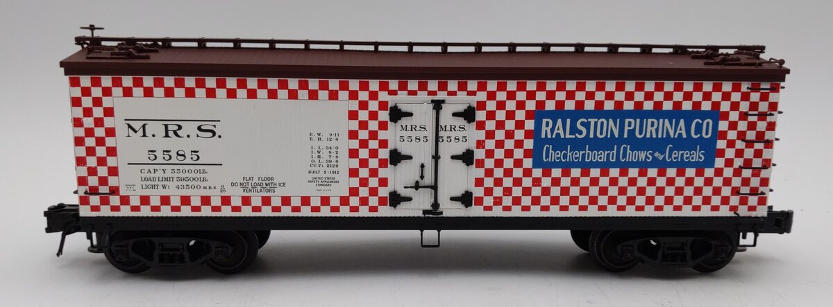 Atlas 6707-1 O Gauge Ralston Purina Woodside Reefer Car #5585 - 3 Rail LN/Box