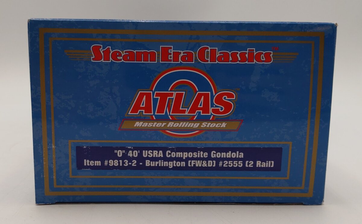 Atlas 9813-2 O Gauge Burlington FW&D usra Composite Gondola #2555 (2 Rail) LN/Box