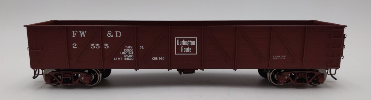 Atlas 9813-2 O Gauge Burlington FW&D usra Composite Gondola #2555 (2 Rail) LN/Box