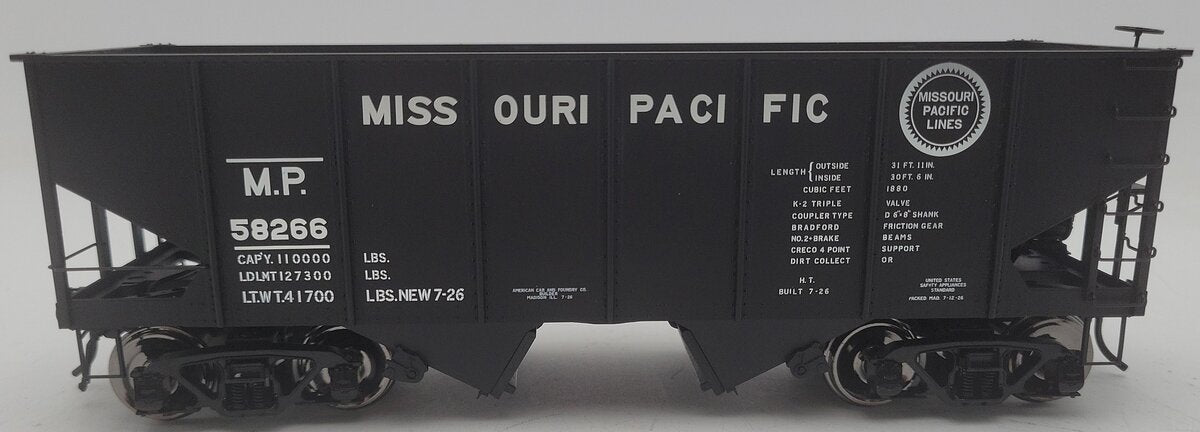 Atlas 9497 O Scale 2 Rail MP 55-Ton Coal Hopper #58266 EX/Box