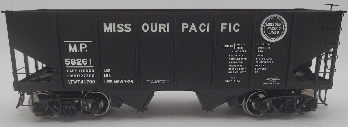 Atlas 9497-3 O Scale Missouri Pacific 55-Ton Coal Hopper Car #58261 (2-Rail) EX/Box