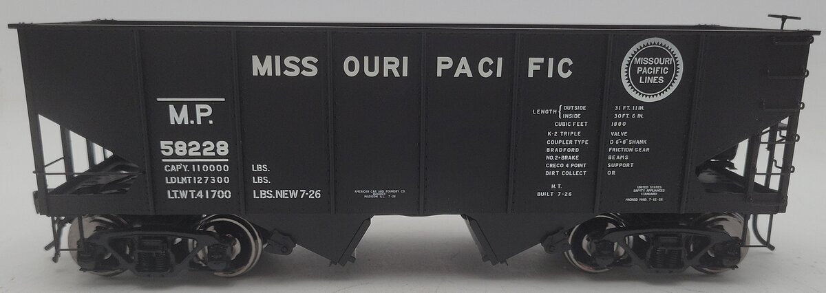 Atlas 9497 O Scale Missouri Pacific 55-Ton Coal Hopper #58266 (2 Rail) EX/Box
