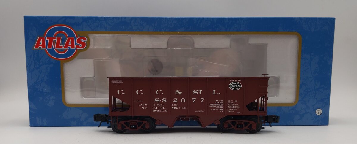 Atlas 8494-4 O Gauge CCC & St. L 55-Ton 2 Bay Coal Hopper #S-82077 (3 Rail) LN/Box