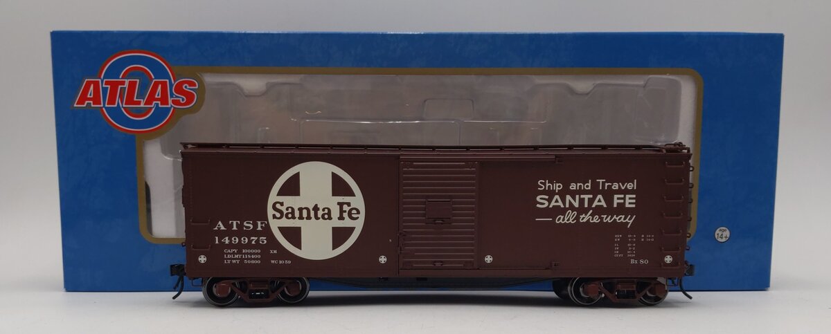 Atlas 9336-1 O Scale Santa Fe Steel Re-Built Box Car #149975 (2 Rail) LN/Box