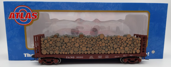 Atlas 7288-1 O Scale T&NO Pulpwood Flatcar #9000 (2 Rail) EX/Box
