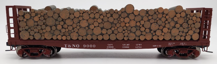 Atlas 7288-1 O Scale T&NO Pulpwood Flatcar #9000 (2 Rail) EX/Box