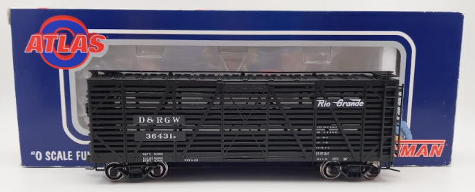 Atlas 0653-1 O Scale Rio Grande 40' Stock Car #36431 (2 Rail) LN/Box