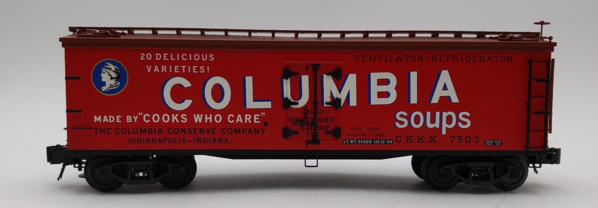 Atlas 6726-2 O Gauge Columbia Soup Woodside Refrigerator Car #7503 3-Rail LN/Box