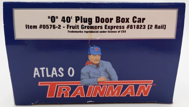 Atlas 0576-2 O Scale 40' Plug Door Box Car Fruit Growers Express #81823 (2Rail) LN/Box
