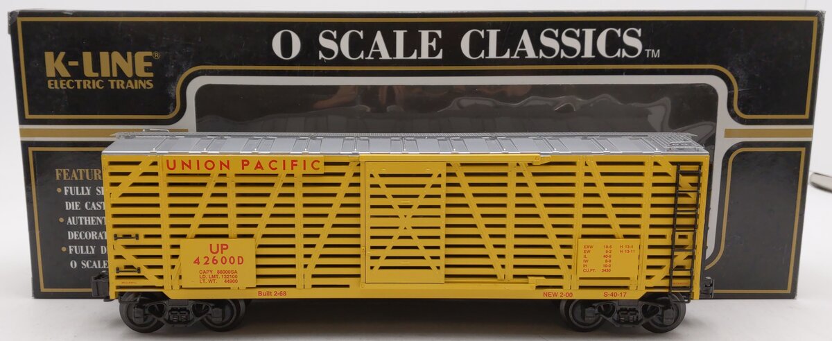 K-Line K763-2112 O Gauge Union Pacific Classic Stock Car #42600 EX/Box