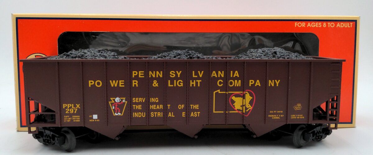 Lionel 6-16813 O LOTS 1997 Pennsylvania Power & Light Company 3-Bay Hopper #297 NIB