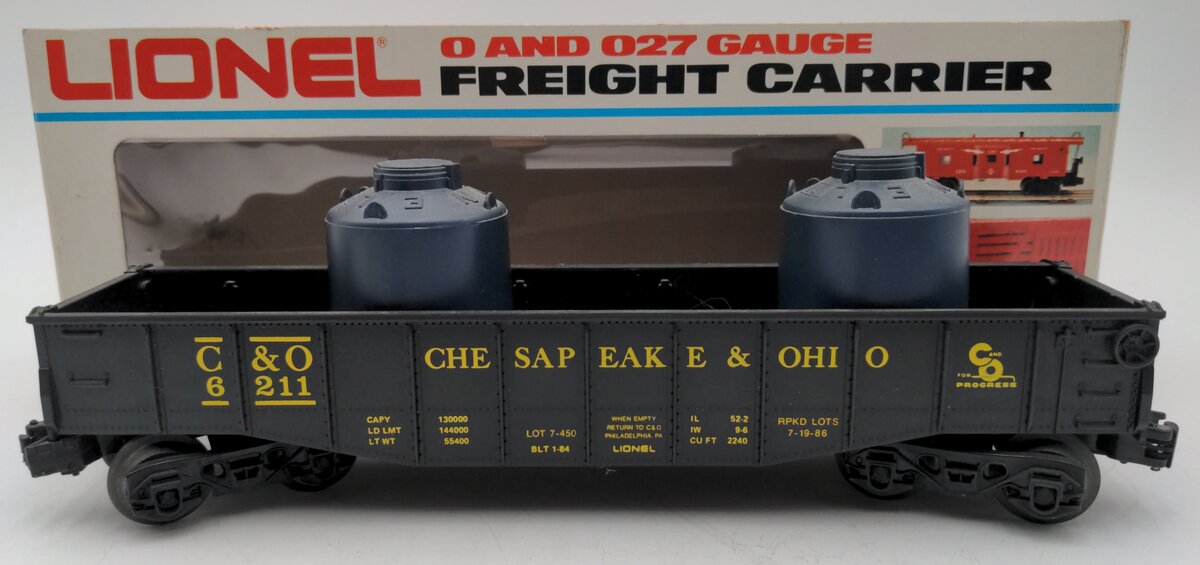 Lionel 6-6211 O-Gauge Chesapeake and Ohio Gondola with Jugs #6211 EX/Box