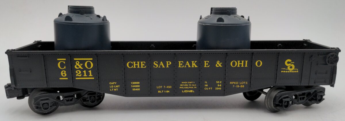 Lionel 6-6211 O-Gauge Chesapeake and Ohio Gondola with Jugs #6211 EX/Box