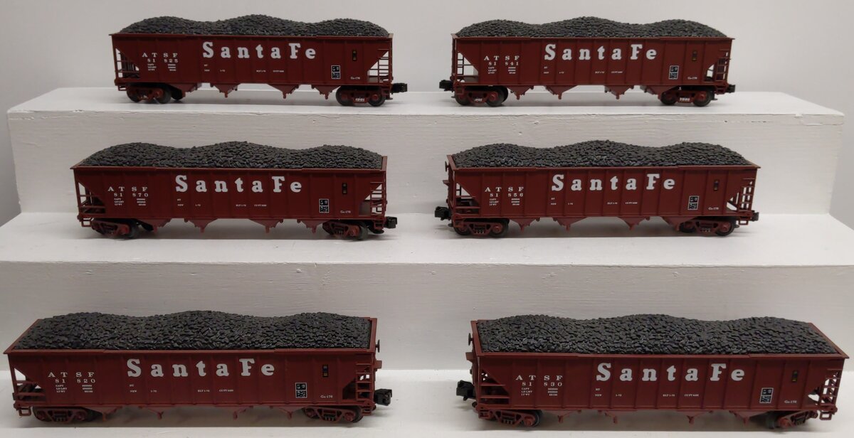 MTH 20-97058 O Gauge Santa Fe Premier 4-Bay Hopper Car Set (Set of 6) EX/Box