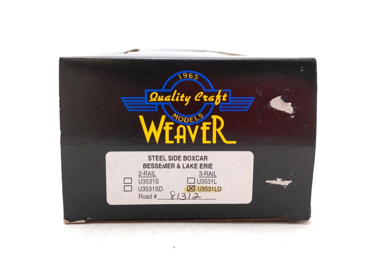 Weaver U3531LD O Gauge Bessemer & Lake Erie Boxcar #81312 (3 Rail) EX/Box