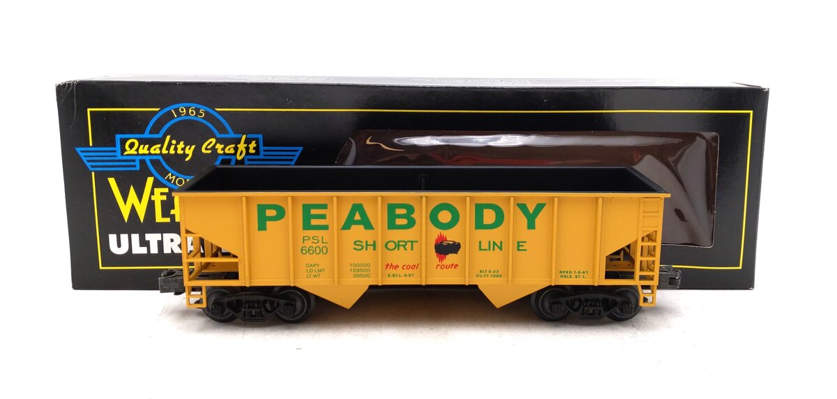Weaver U1150LD O Gauge Peabody 2 Bay Coal Car #6600 - 3 Rail NIB