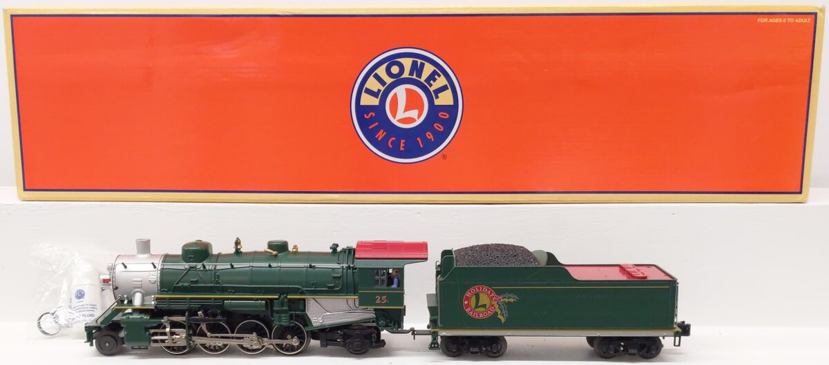 Lionel 6-38626 O Holiday Mikado JR. 2-8-2 Steam Locomotive & Tender Green #25 EX/Box