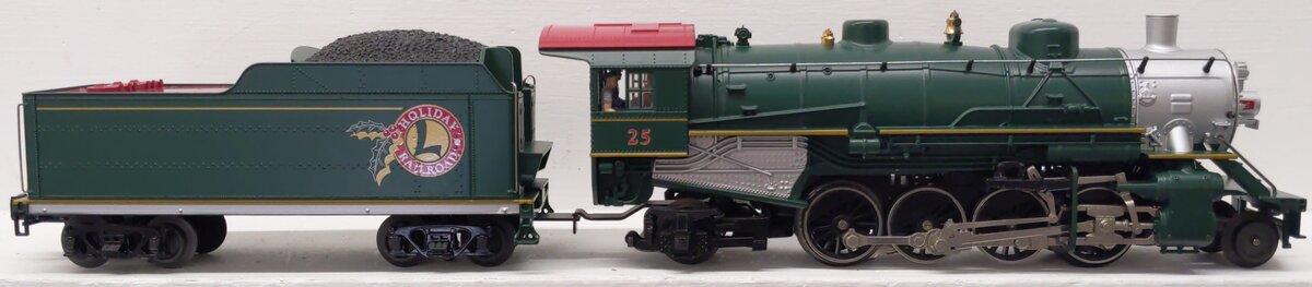 Lionel 6-38626 O Holiday Mikado JR. 2-8-2 Steam Locomotive & Tender Green #25 EX/Box