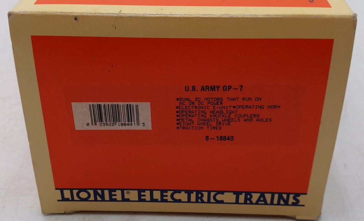 Lionel 6-18840 O Gauge U.S. Army GP-7 Diesel Locomotive #1821 EX/Box