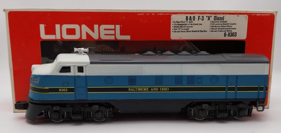 Lionel 6-8363 O Gauge Baltimore & Ohio F3 Powered A Unit Diesel Locomotive VG/Box