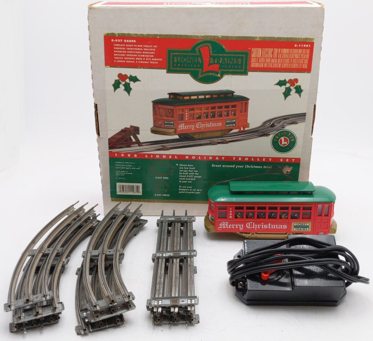 Lionel 6-11981 O Gauge 1998 Holiday Trolley Set #109 EX/Box