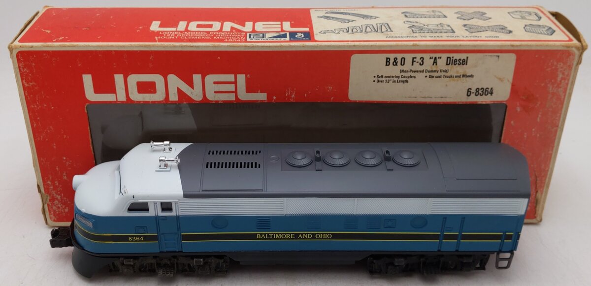 Lionel 6-8364 O Gauge Baltimore & Ohio F3 A Non-Powered Diesel Locomotive VG/Box
