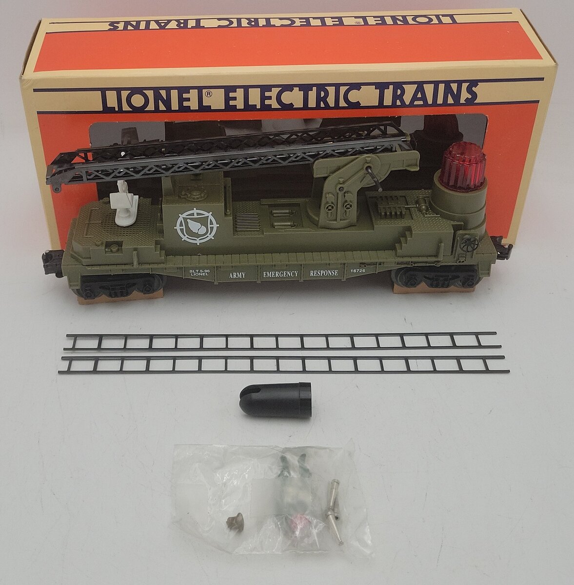 Lionel 6-16726 O Gauge Army Fire Ladder Car EX/Box