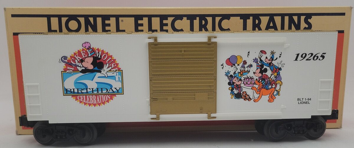 Lionel 6-19265 O Gauge Mickeys 65th Birthday Hi-Cube Boxcar EX/Box