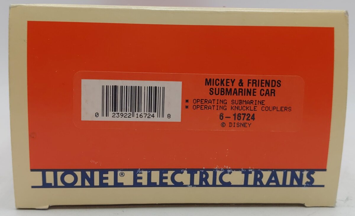 Lionel 6-16724 O Gauge Disney Mickey & Friends Submarine Car EX/Box