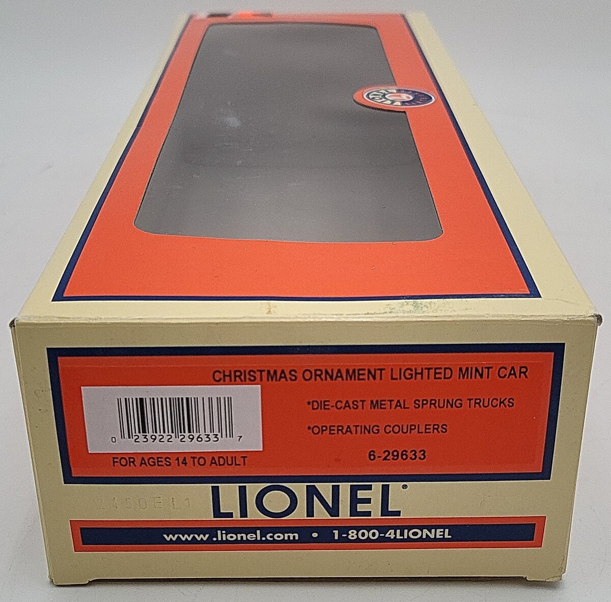 Lionel 6-29633 O Gauge Operating Christmas Lighted Ornament Mint Car LN/Box