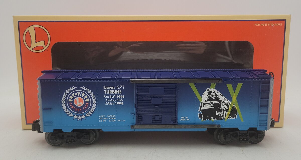 Lionel 6-29228 O Gauge Pennsy Turbine Commemorative Boxcar #671 EX/Box