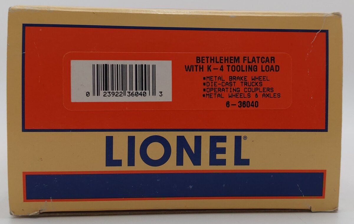 Lionel 6-36040 O Gauge Bethlehem Depressed Center Flatcar LN/Box