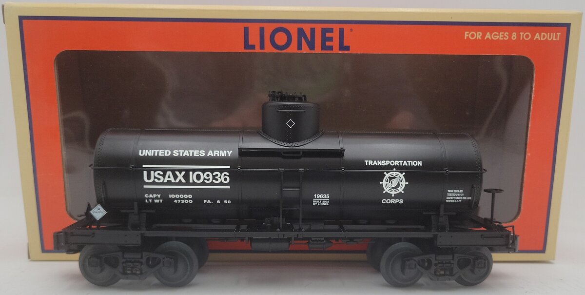 Lionel 6-19635 O Gauge U.S Army 8000 Gallon Tank Car #10936 EX/Box